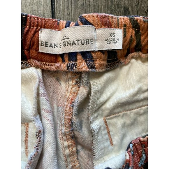 L.L. Bean Signature Salmon Pink Twill Cotton Foliage Print Pull-On Shorts XS - Picture 2 of 12